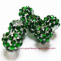 Perle shamballa ronde transparente strass vert 12mm, pour bijoux, bracelet, perles et apprêts