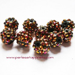 Perle shamballa 12mm noir strass or