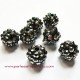 Lot 10 Perle shamballa 12mm noir strass argent
