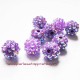 Perle shamballa ronde mauve strass 12mm pour bijoux, bracelet, perles et apprêts