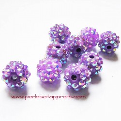 Perle shamballa 12mm mauve strass