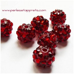 Perle shamballa 12mm rouge strass