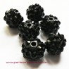 Lot 9 Perle shamballa 12mm noir