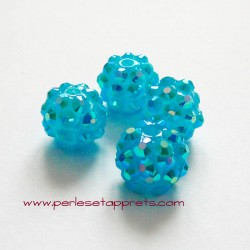 Perle shamballa ronde turquoise strass 12mm, pour bijoux, bracelet, perles et apprêts