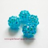 Lot 11 Perle shamballa 12mm turquoise strass