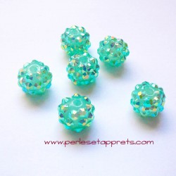 Perle shamballa ronde vert opaline 12mm pour bijoux, bracelet, perles et apprêts