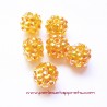Lot 9 Perle shamballa 12mm jaune strass