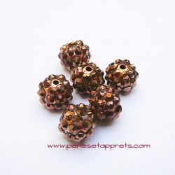 Perle shamballa 12mm cuivre strass pour bijoux, bracelet, perles et apprêts