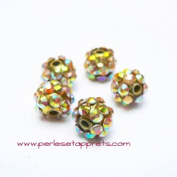 Perle shamballa 10mm or strass pour bijoux, bracelet, perles et apprêts