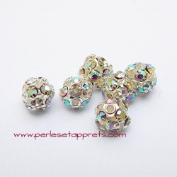 Perle shamballa 7mm argent strass pour bijoux, bracelet, perles et apprêts