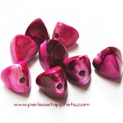 Perle synthétique pyramide rose fuchsia 13mm pour bijoux, perles et apprêts