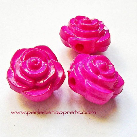 Perle synthétique rose fuchsia 16mm pour bijoux, perles et apprêts