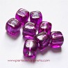 Lot 10 Perle synthétique 8mm cube violet