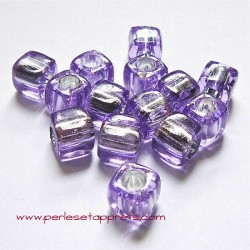 Perle synthétique cube mauve 8mm pour bijoux, perles et apprêts