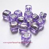 Lot 10 Perle synthétique 8mm cube mauve