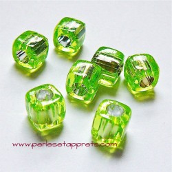 Perle synthétique cube vert clair 8mm pour bijoux, perles et apprêts