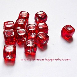 Perle synthétique cube rouge 8mm pour bijoux, perles et apprêts