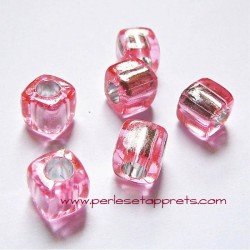 Perle synthétique cube rose 8mm pour bijoux, perles et apprêts