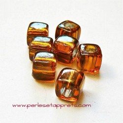 Perle synthétique cube marron 8mm pour bijoux, perles et apprêts