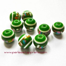 Perle synthétique ronde verte 12mm pour bijoux, perles et apprêts