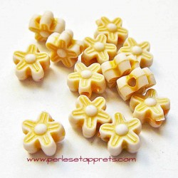 Perle synthétique fleur jaune 8mm pour bijoux, perles et apprêts