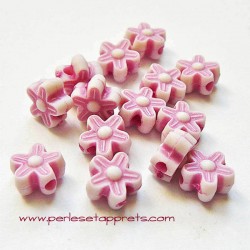 Perle synthétique fleur rose fuchsia 8mm pour bijoux, perles et apprêts