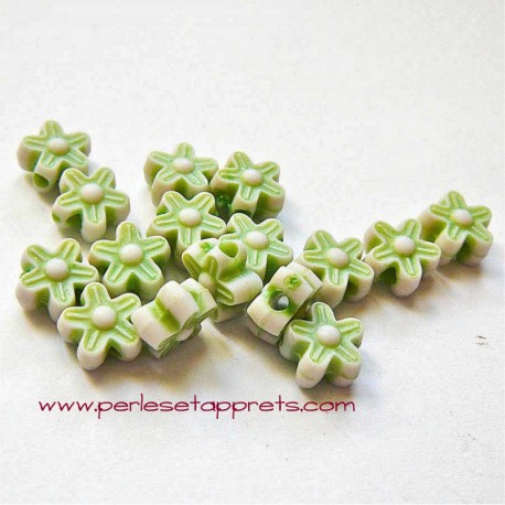 Perle synthétique fleur verte 8mm pour bijoux, perles et apprêts