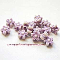 Perle synthétique fleur mauve 8mm pour bijoux, perles et apprêts