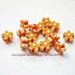 Perle synthétique fleur orange 8mm pour bijoux, perles et apprêts