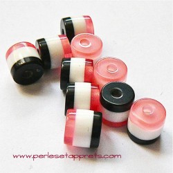Perle synthétique cylindrique rose blanc noir 6mm pour bijoux, perles et apprêts
