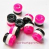 Lot 16 Perle cylindrique 6mm fuchsia blanc noir