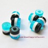 Lot 15 Perle cylindrique 6mm bleu blanc noir