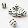 Lot 22 Perle cylindrique 6mm blanc noir blanc