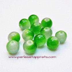 Perle ronde en verre vert blanc 8mm pour bijoux, perles et apprêts
