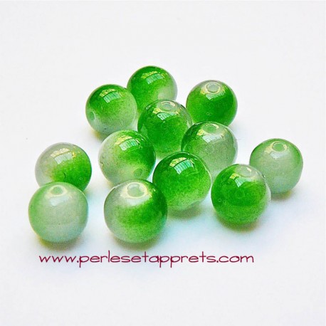 Perle ronde en verre vert blanc 4mm pour bijoux, perles et apprêts