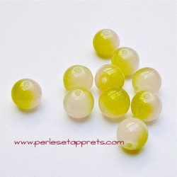 Perle ronde en verre blanc jaune 8mm pour bijoux, perles et apprêts
