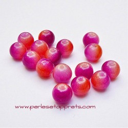 Perle ronde en verre orange rose fuchsia 8mm pour bijoux, perles et apprêts