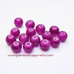 Perle ronde en verre rose fuchsia 8mm pour bijoux, perles et apprêts