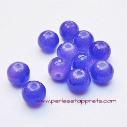 Perle ronde en verre bleu 8mm pour bijoux, perles et apprêts