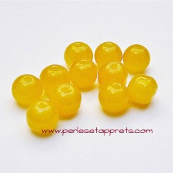 Perle ronde en verre jaune 8mm pour bijoux, perles et apprêts