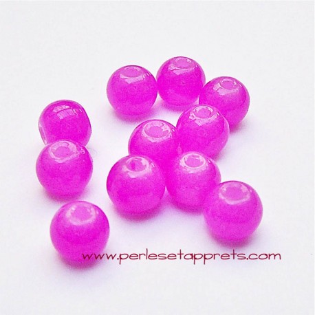 Perle ronde en verre rose fuchsia 6mm pour bijoux, perles et apprêts