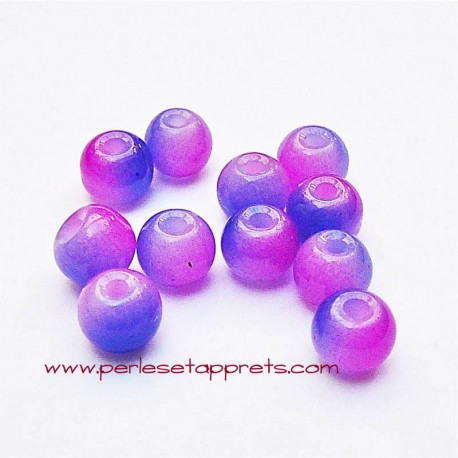 Perle ronde en verre bleu rose fuchsia 6mm pour bijoux, perles et apprêts