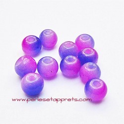 Perle ronde verre 4mm bleu fuchsia