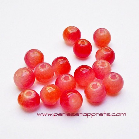 Perle ronde en verre orange rouge 6mm pour bijoux, perles et apprêts