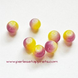Perle ronde en verre violet jaune 6mm pour bijoux, perles et apprêts