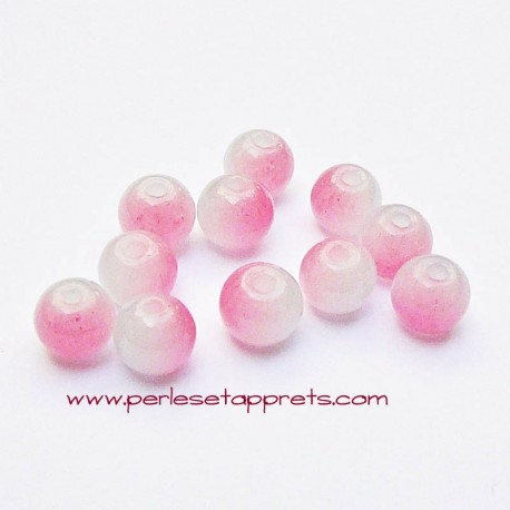Perle ronde en verre blanc rose 6mm pour bijoux, perles et apprêts