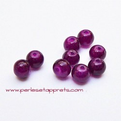 Perle ronde verre 4mm violet aubergine