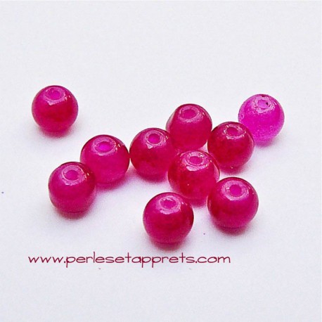 Perle ronde en verre rose foncé 4mm pour bijoux, perles et apprêts