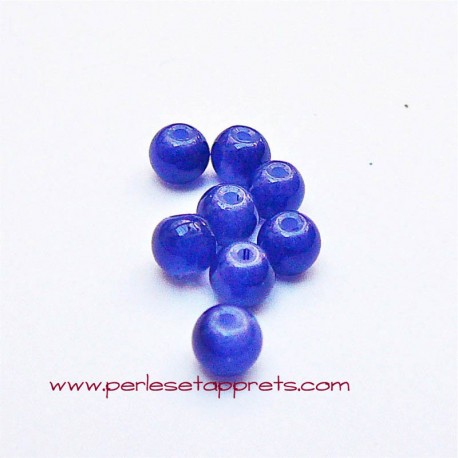 Perle ronde en verre bleu marine 4mm pour bijoux, perles et apprêts