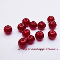 Perle ronde verre 4mm bordeaux